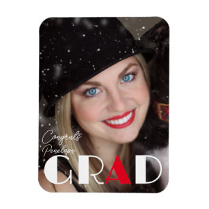 Minimalist  black white red graduation magnet