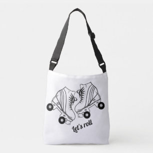 Minimalist Black White Roller Skating Skate   Crossbody Bag