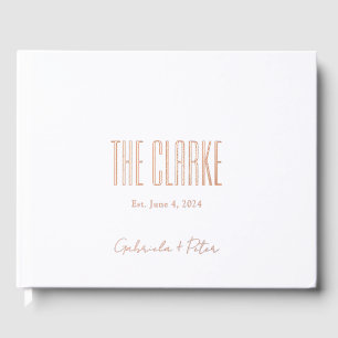 Minimalist Black & White Rose Gold Foil Wedding Guest Book