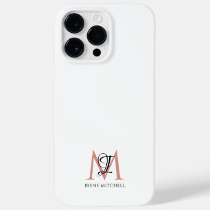 Minimalist Black White Rose Gold Monogram Name Case-Mate iPhone 14 Pro Max Case