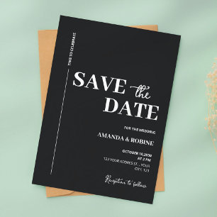 Minimalist Black & White Save the Date Invitation