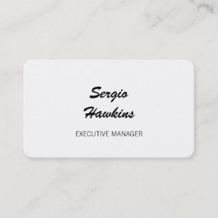 Minimalist Black White Script Executive Manager Business Card