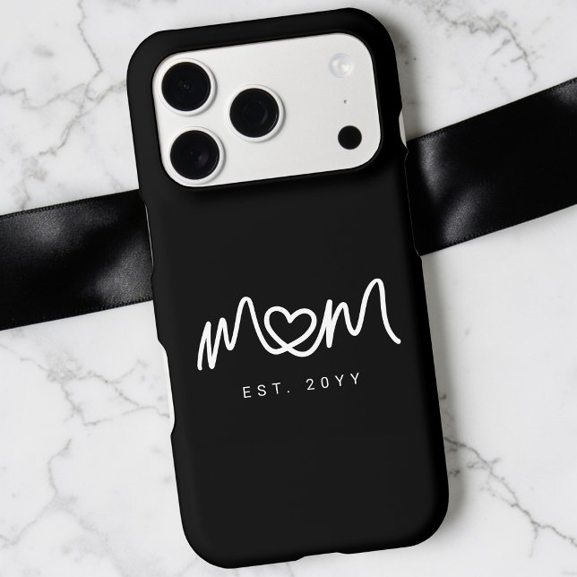 Minimalist Black & White Script Mom Established (Minimalist Black & White Script Mom Established iPhone Case)