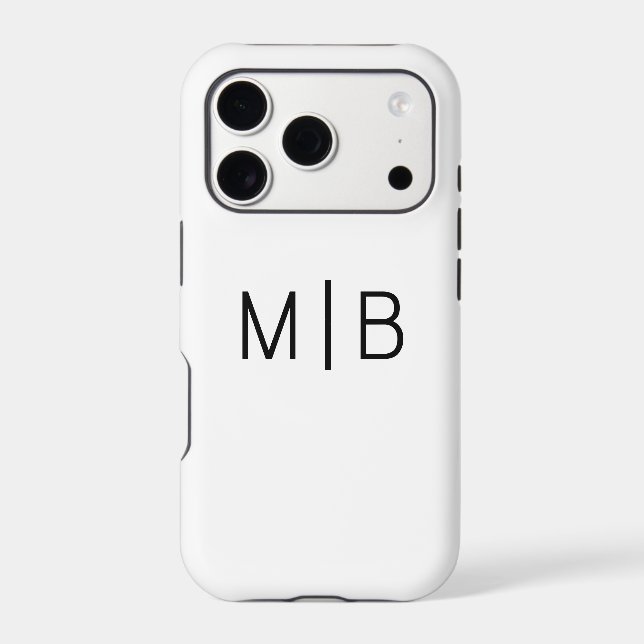 Minimalist Black White Script Monogram Initials (Back)
