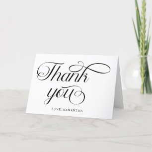 Minimalist Black White Script  Thank You Card