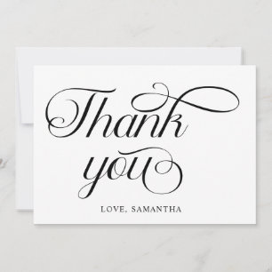 Minimalist Black White Script  Thank You Card