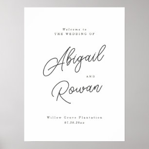 Minimalist Black White Script Wedding Welcome Sign