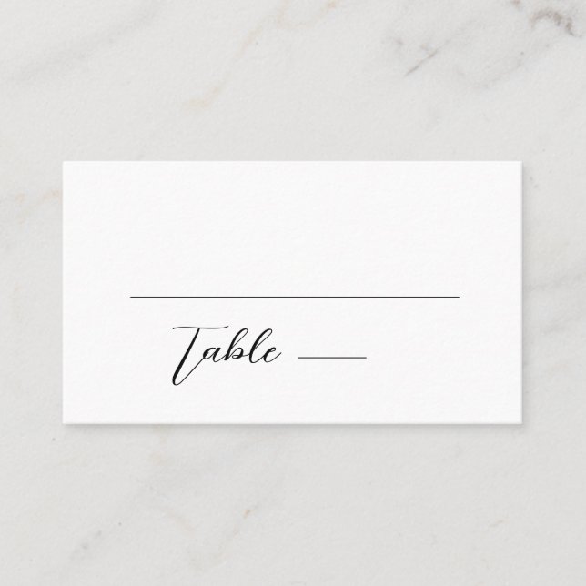 Minimalist Black & White Simple Wedding Place Card (Front)