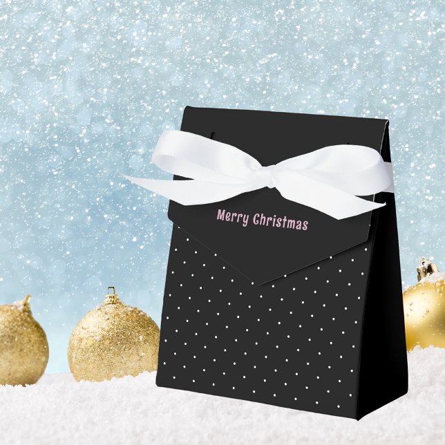Minimalist Black & White Small Dot Merry Christmas Favor Box (Creator Uploaded)