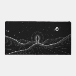 Minimalist Black & White Space Portal Art Desk Mat