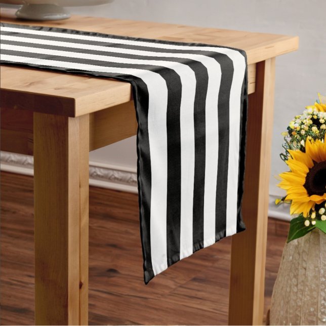 Minimalist Black & White Stripe Wedding Medium Table Runner (Creator Uploaded)