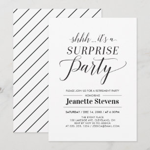 Minimalist Black &White Surprise Retirement Party Invitation