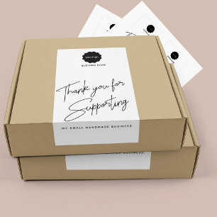 Minimalist Black & White Thank You Business Sticke Sticker
