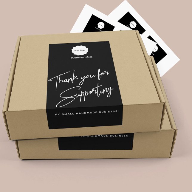 Minimalist Black & White Thank You Business Sticke Sticker (Creator Uploaded)