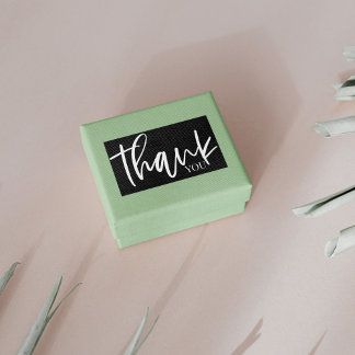 Minimalist Black & White Thank You Sticker Label