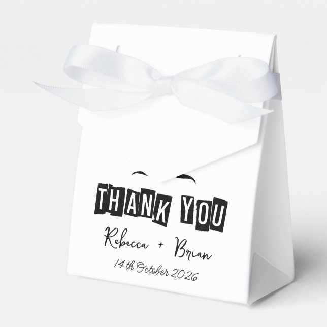 Minimalist Black & White Thank You Wedding Favor Box (Front Side)