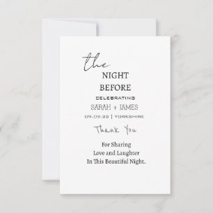 Minimalist Black & White The Night Before Wedding Thank You Card