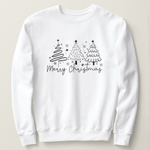 Minimalist Black & White Trees Merry Christmas Sweatshirt