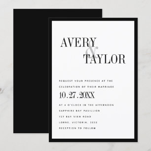 Minimalist Black White Typographic Wedding Invitation