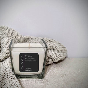 Minimalist black white  typography soy candle  square sticker