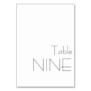 Minimalist Black White Vintage Typography NINE Table Number