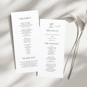 Minimalist Black & White Wedding Ceremony Program 