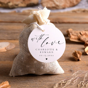 Minimalist Black White Wedding Favours Tags