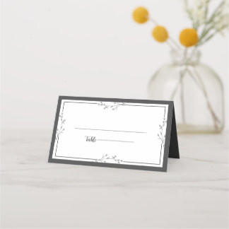 Minimalist Black & White Wedding Folded Place Card