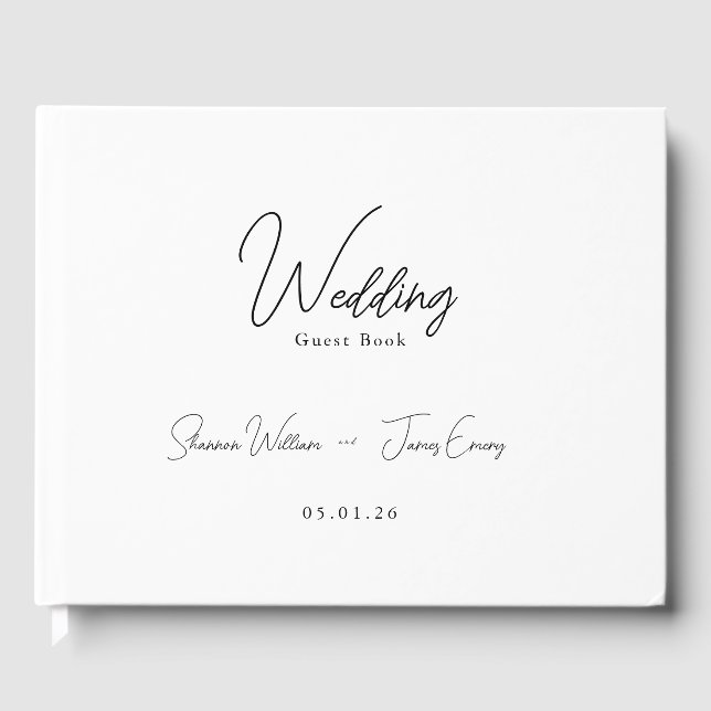 Minimalist Black White Wedding Guest Book (Front)