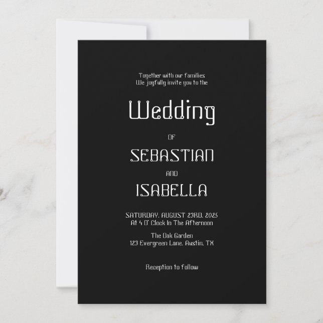 Minimalist Black & White Wedding Invitation (Front)