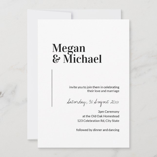 Minimalist Black & White Wedding Invite (Front)