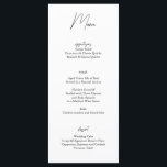 Minimalist Black White Wedding Menu Card<br><div class="desc">Enhance your table settings with this minimalist black and white wedding menu card. Featuring clean typography and a timeless design, this card outlines your reception meal options in style. Fully customizable, it’s perfect for modern, black-tie, or understated wedding themes. A simple yet elegant detail that adds sophistication to your event....</div>