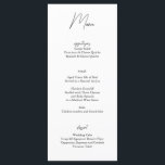 Minimalist Black White Wedding Menu Card<br><div class="desc">Enhance your table settings with this minimalist black and white wedding menu card. Featuring clean typography and a timeless design, this card outlines your reception meal options in style. Fully customizable, it’s perfect for modern, black-tie, or understated wedding themes. A simple yet elegant detail that adds sophistication to your event....</div>