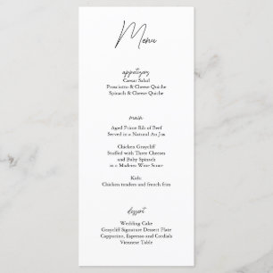 Minimalist Black White Wedding Menu Card