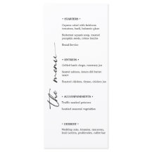 Minimalist Black & White Wedding Menu with Vertica