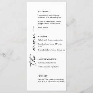 Minimalist Black & White Wedding Menu with Vertica