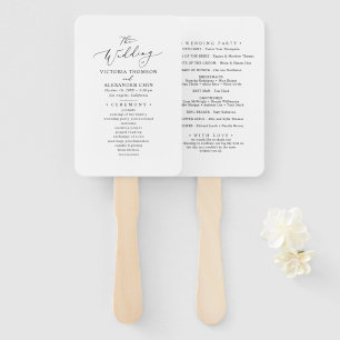 Minimalist Black White Wedding Program Fans