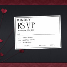 Minimalist Black & White Wedding RSVP Card