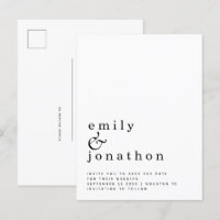 Minimalist Black White Wedding Save the Date