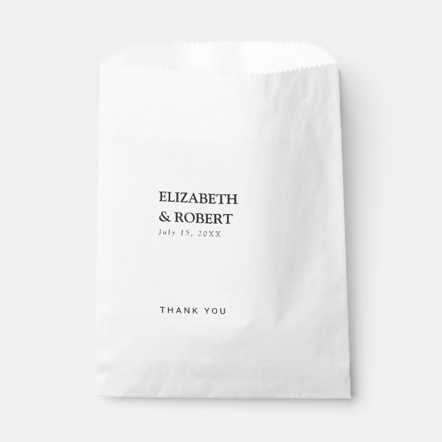 Minimalist Black & White Wedding Traditional Chic Favour Bag (Front)