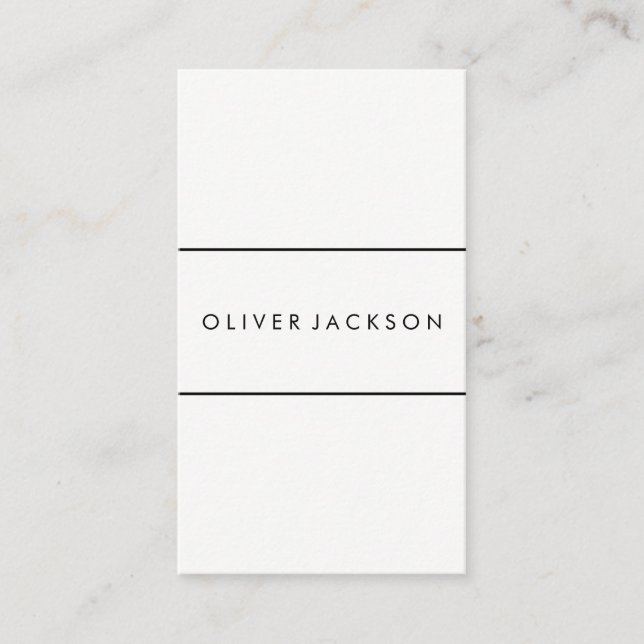 Minimalist Black White with Accent Lines Business Card (Front)