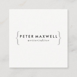 Minimalist Black White with Brackets Square Business Card
