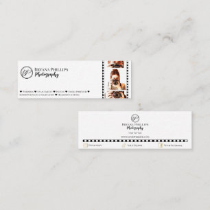 Minimalist Black & White Your Logo Photography  Mini Business Card