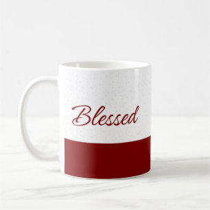 Minimalist Blessed Burgundy Script Art Coffee Mug