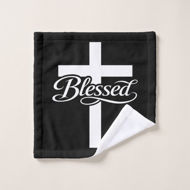 Minimalist Blessed Cross Christian Faith Design (Gant de toilette)