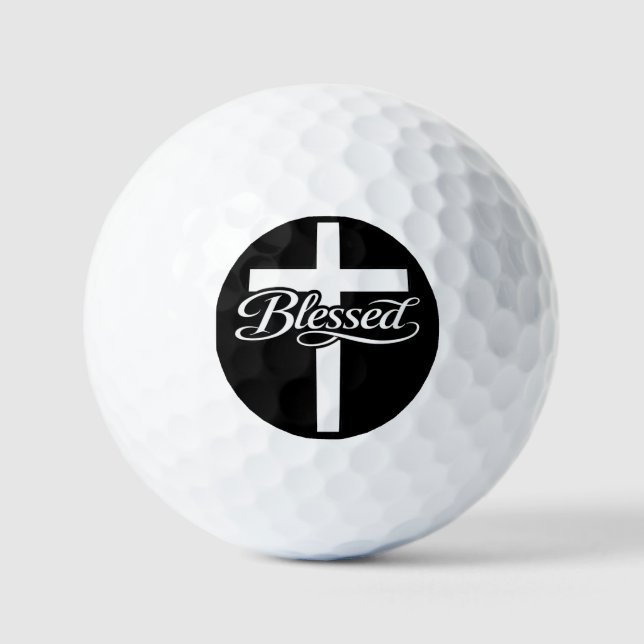 Minimalist Blessed Cross Christian Faith Design Golf Balls (Front)