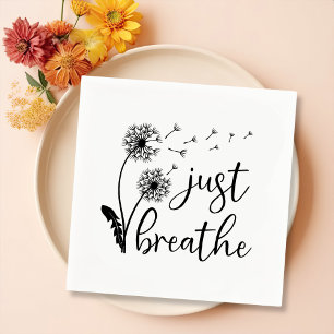 Minimalist Blowing Dandelion Just Breathe Napkin