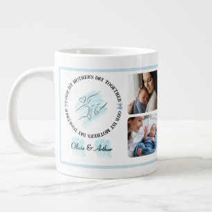 Minimalist Blue 1st Mother's Day Custom Keepsake Large Coffee Mug