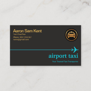 Minimalist Blue Airplane Sky Line Taxi Chauffeur Business Card