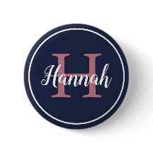 Minimalist Blue and Pink Script Monogram Name
